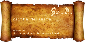 Zsirka Melissza névjegykártya